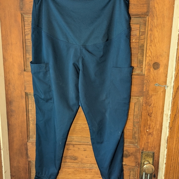 Blue Tapered Track Pants with High-Waisted Design - Picture 1 of 7